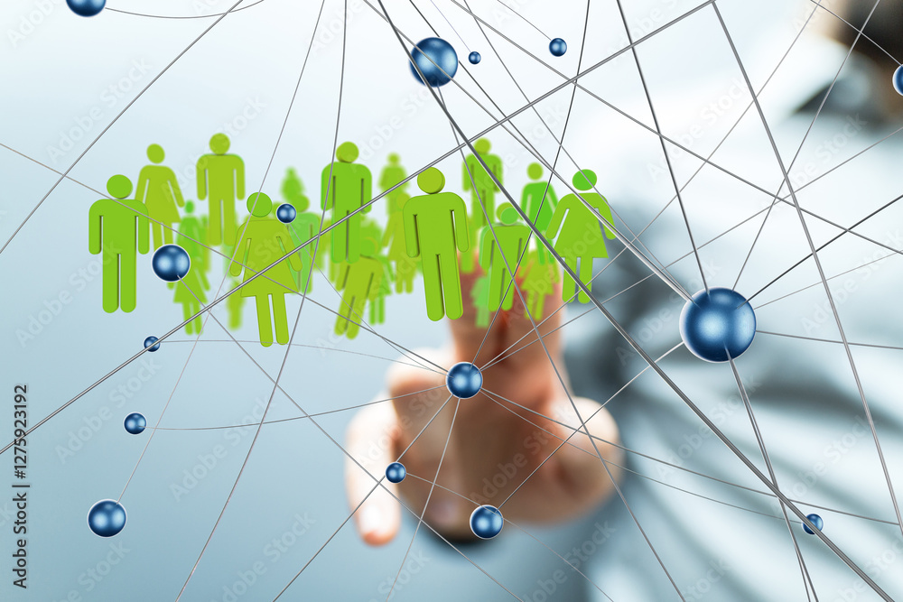 Poster Global network. Blockchain. 3D illustration. Neural networks and artificial intelligence. Abstract