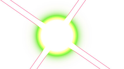 Dynamic Collision of White Laser Beams on a Bright Green Energy Core