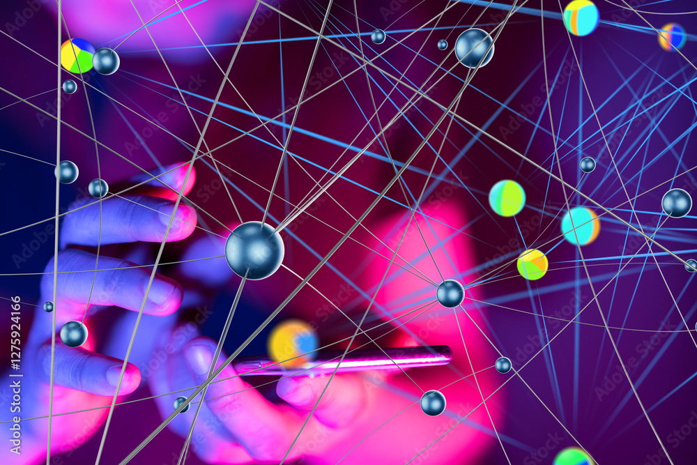 Aufkleber conference Digital Network and data concept 3d