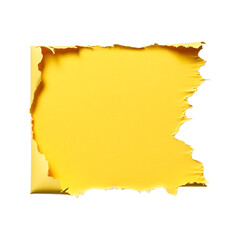 Obraz premium yellow torn paper piece isolated on transparent background, in PNG format