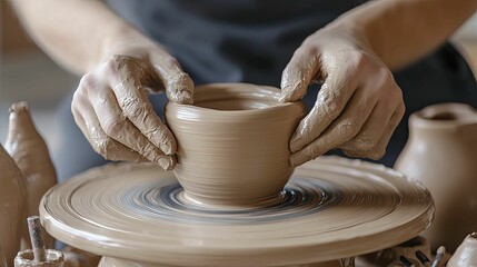 Mastering pottery techniques reveals stunning glazes and distinct forms. Imagine hands shaping clay on a wheel, surrounded by various tools.