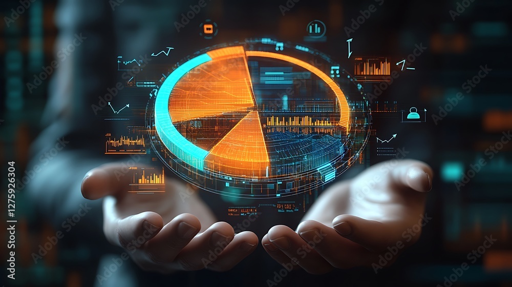 Fototapete a futuristic 3d pie chart featuring interactive data elements for visual analysis.