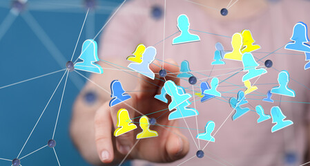 Abstract technology group and data team office home remote