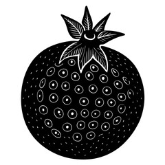 pomegranate black silhouette vector, Simple silhouette Design vector icon with white background. Fruit silhouette vector