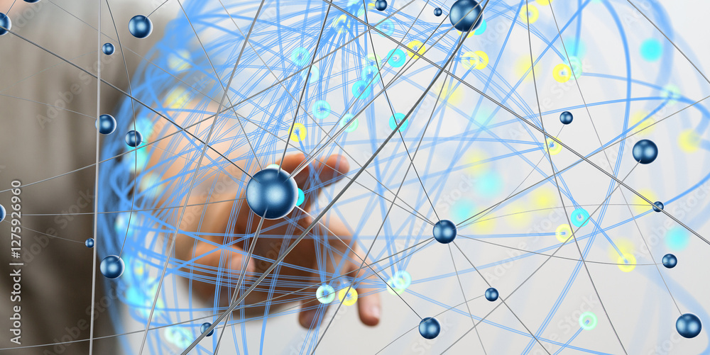 Poster conference digital network and data concept 3d