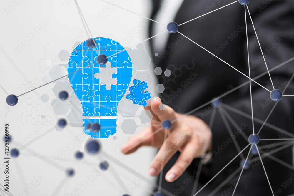 Poster neural network 3d illustration. big data and cybersecurity