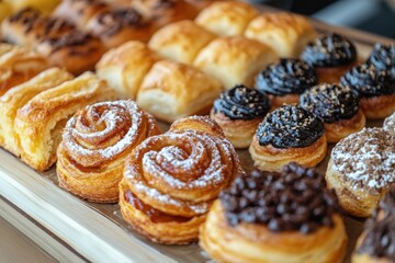 Fototapeta premium Assorted pastries and treats displayed on a decorative tray