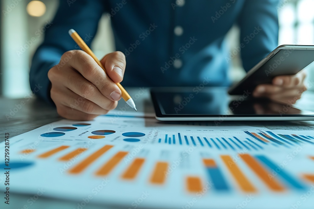 Aufkleber image of a financial expert analyzing revenue growth statistics for business insights and strategy d