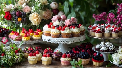 Fototapeta premium Gourmet Cupcake Display for Celebrations