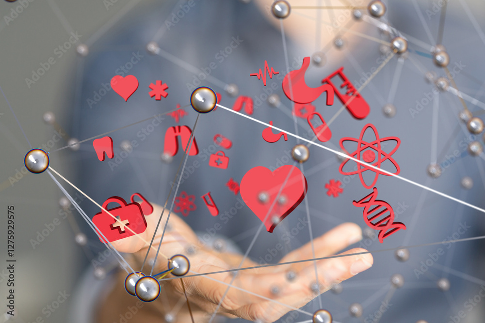 Poster digital medical futuristic interface 3d rendering