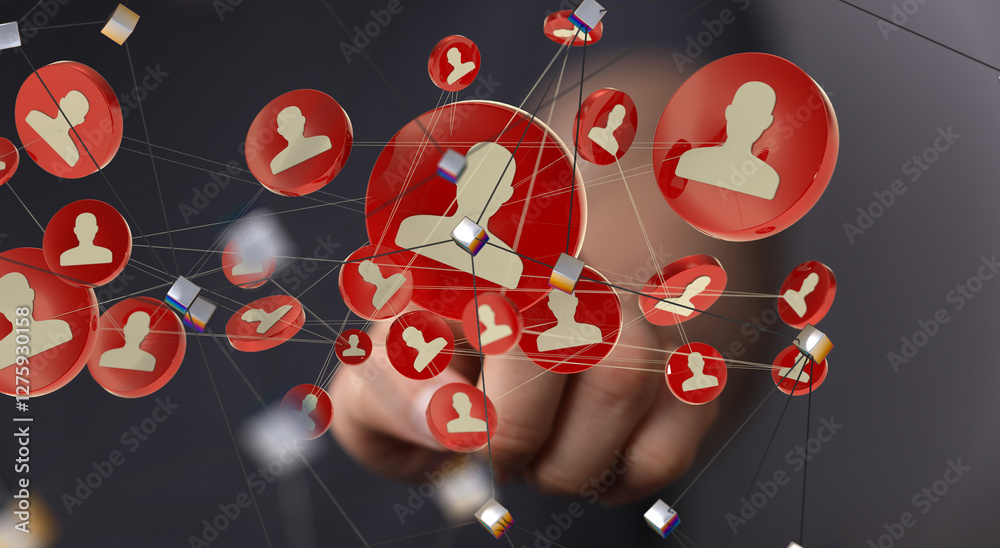 Aufkleber group - conference digital network and data concept