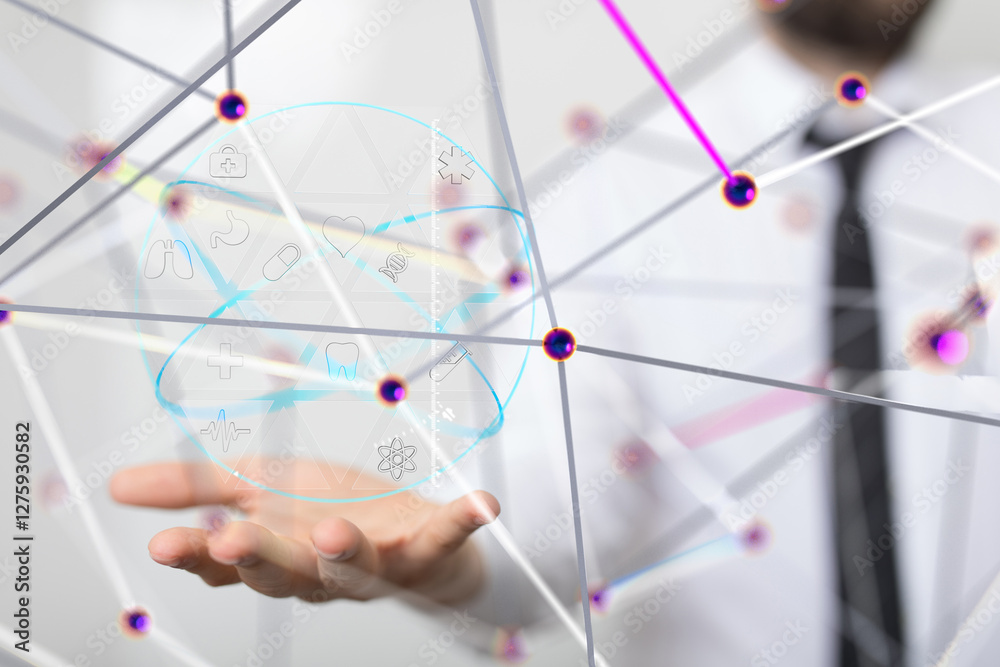 Poster digital medical futuristic interface 3d rendering - 3d