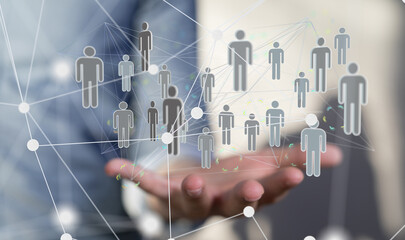 Business people silhouettes network team
