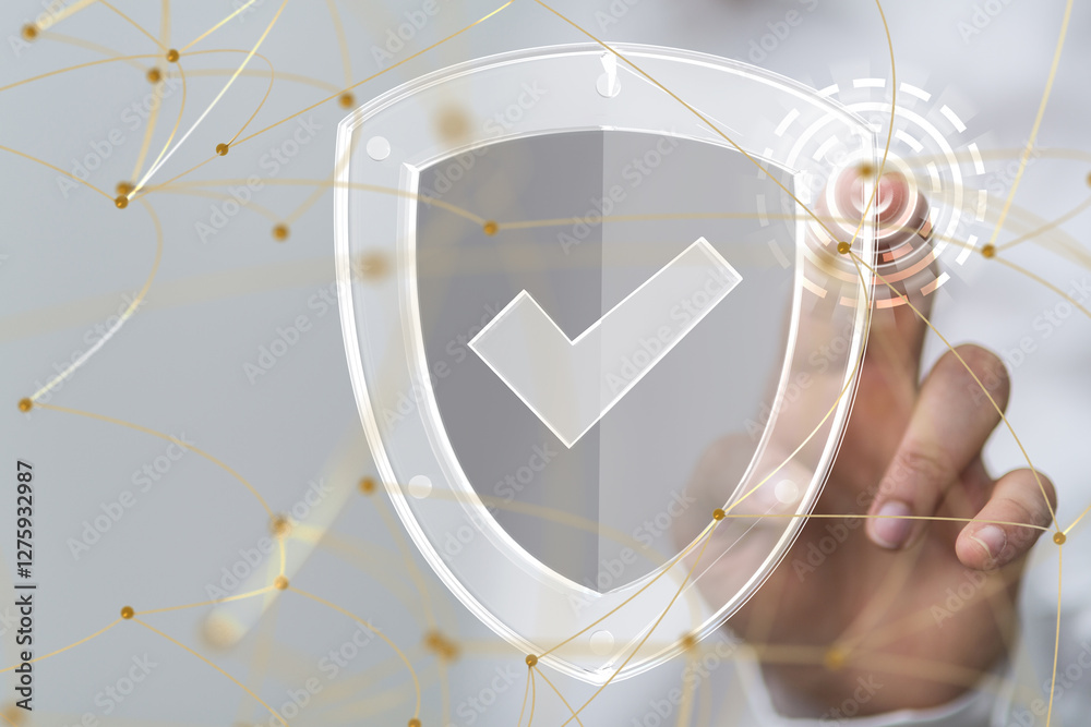 Aufkleber Information technology protected with firewall, secure access and encryption against cyber