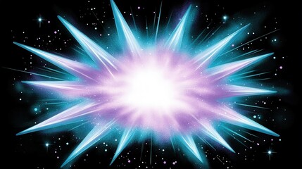 Fototapeta premium Cosmic explosion, purple-blue light, starfield background, energy burst, design element
