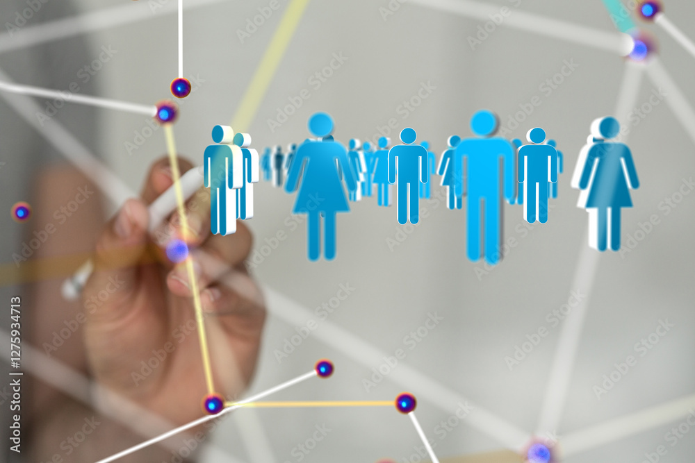 Fototapete Global network. Blockchain. 3D illustration. Neural networks and artificial intelligence. Abstract