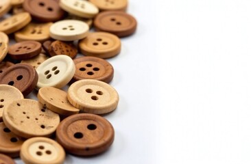 Obraz premium banner with copy space of a wooden buttons on a white background