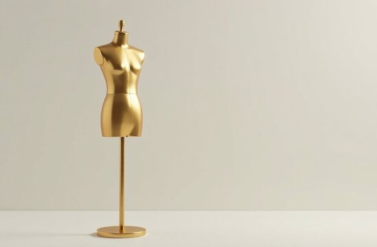 Vintage old golden  mannequin on light background