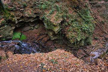 Beautiful rocky forest landscape at the Margaret Gorge in Neckargerach in autumn