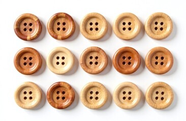 Fototapeta premium set of wooden buttons on white background