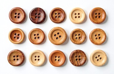 Obraz premium set of wooden buttons on white background