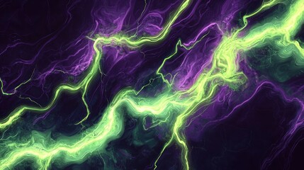 Abstract Neon Flow: A Psychedelic Dreamscape of Vibrant Purple and Lime Green Energy