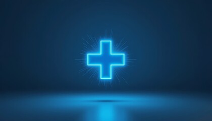 Obraz premium Futuristic blue glowing healthcare symbol in a digital world