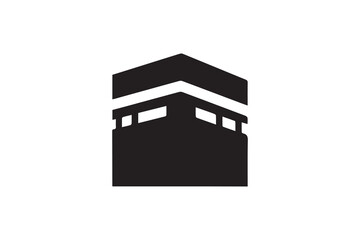 Kaaba icon vector silhouette isolated in white background