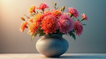 Obraz premium A dynamic and ever-changing floral arrangement, with petals morphing in size and shape, displayed against a richly detailed background., ultra detailed, 8k resolution, HDR, professional