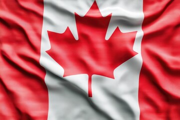 A waving Canadian flag blowing in the wind