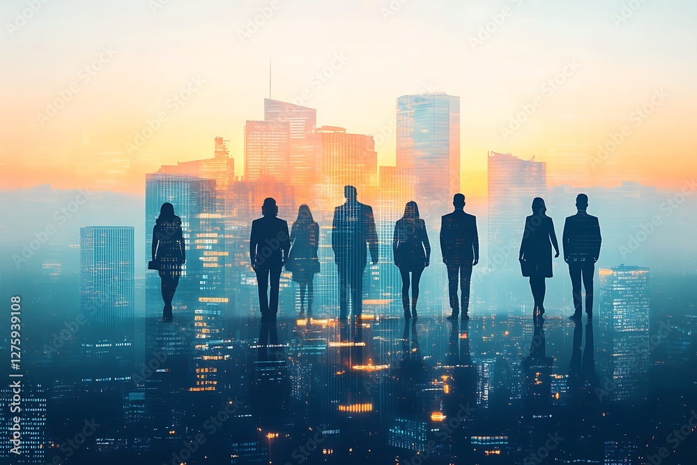 Leinwandbilder Conceptual image depicting teamwork and collaboration in a business setting.