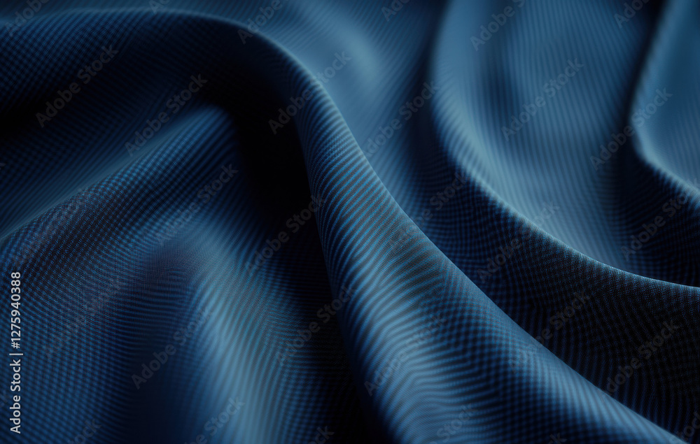 Aufkleber close up of dark blue fabric with textured pattern and soft folds