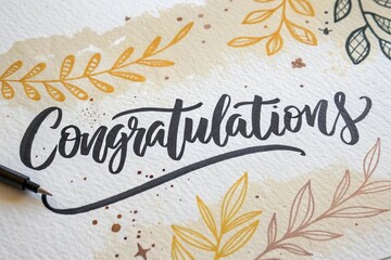 Handwritten Congratulations in Ink Style Background