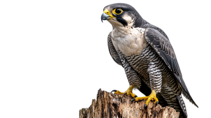 Peregrine Eagle Falcon Bird PNG - Isolated Transparent Raptor on White Background - Wildlife Predator Nature Photography Download