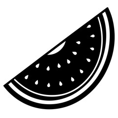 watermelon black silhouette vector, Simple silhouette Design vector icon with white background. Fruit silhouette vector