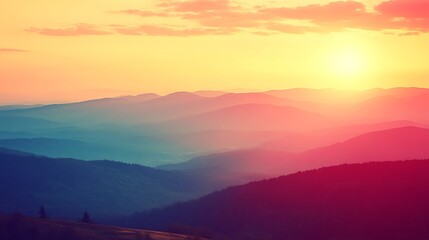 Fototapeta premium Sunset Over Layered Mountain Ranges