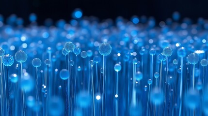 Blue background with light shining through it. Cybersecurity is the technology that allows the use of neural digital data networks. A supercomputer is streamed to a stream of computing. Lifestyle.