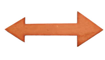 Double-headed orange arrow isolated on clear png background