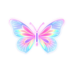 Butterfly holographic 3D icon. neon symbol vector illustration isolated on white background. Generative AI