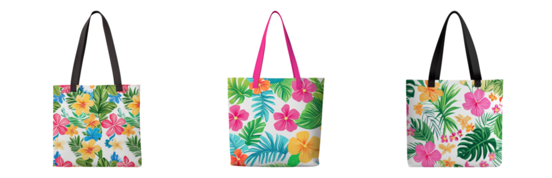Floral Tote Bags for Summer Adventures Isolated on transparent background