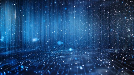 Blue background with light shining through it. Cybersecurity is the technology that allows the use of neural digital data networks. A supercomputer is streamed to a stream lifestyle of computing.