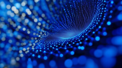 Blue background with light shining through it. Cybersecurity is the technology that allows the use of neural digital data networks. A supercomputer is streamed to a lifestyle stream of computing.