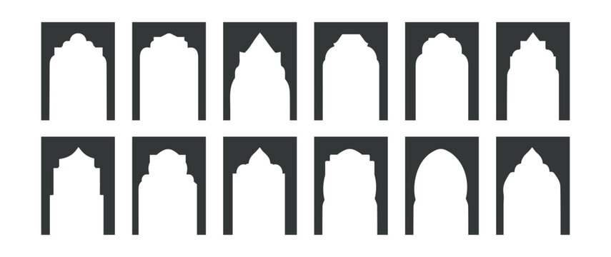 Islamic shape template vector. Islamic Icon door and window shape. Islamic arabesque pattern. Vector illustration EPS 10