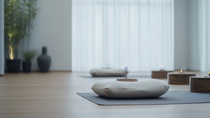 Video generation for a mindfulness meditation session in a peaceful retreat space. Featuring calmness and relaxation