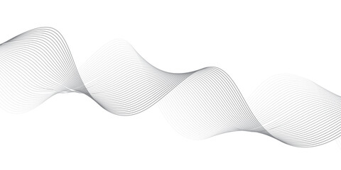 Abstract wave element for design. Digital frequency track equalizer. Stylized line art background. Vector illustration. Wave with lines created using blend tool. Curved wavy line, smooth stripe. 