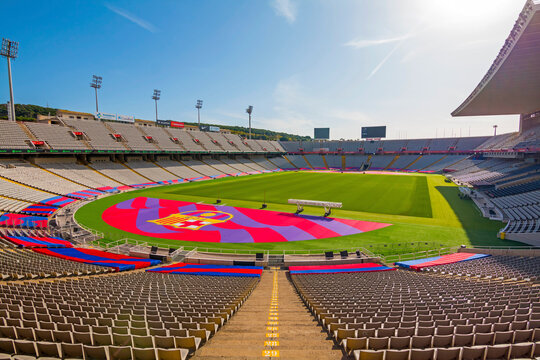 Barcelona, Spain - november 18 2024: Estadi Ol&iacute;mpic in Barcelona, located on Montju&iuml;c Hill, is a historic stadium from the 1992 Olympics, attracting tourists with its impressive architecture 