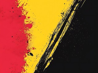 Abstract red yellow black paint strokes background design