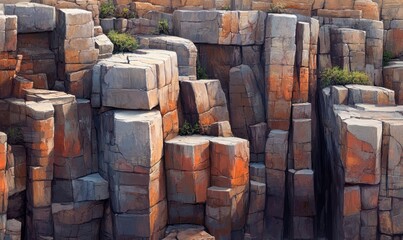 Rugged coastal rock formations at sunset, ideal for nature backgrounds