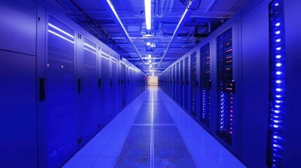 Illuminated Server Room: A Glimpse into the Digital Core