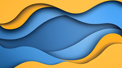 Fototapeta premium Abstract Blue and Yellow Wave Layers Background Design Illustration